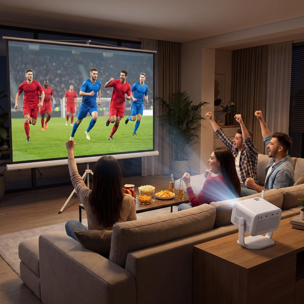 Amigos viendo el fútbol con el Pack Cine L018