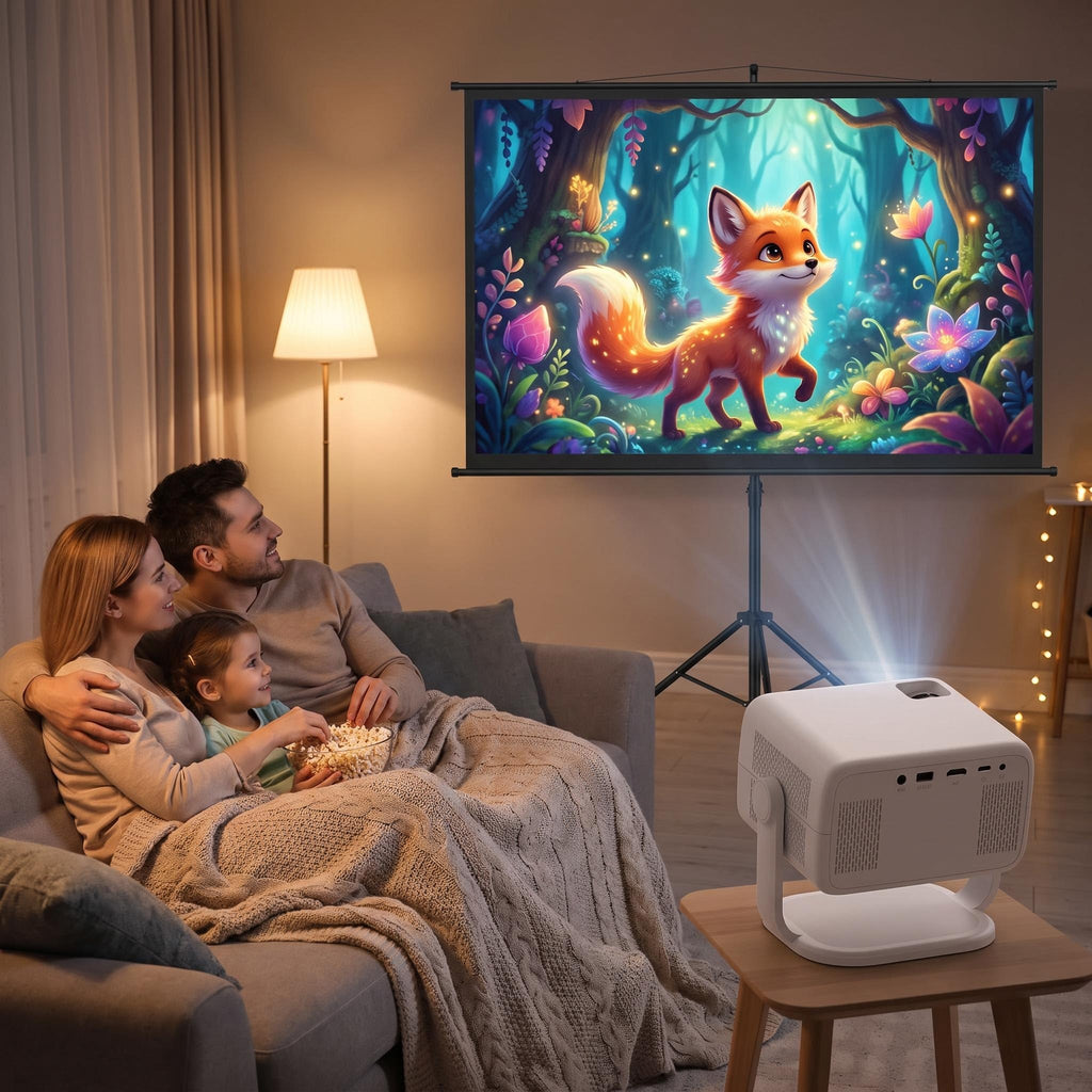 Familia viendo una película con el Pack Cine L018