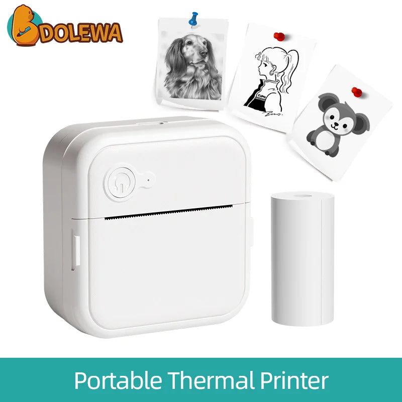 Mini impresora térmica portátil sin tinta en color blanco