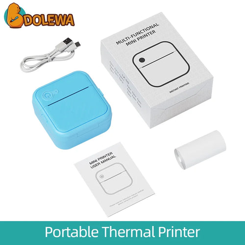 Mini impresora térmica portátil sin tinta en color azul