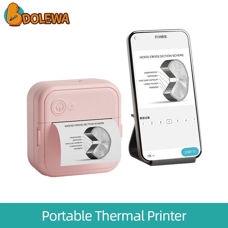 Mini impresora térmica portátil sin tinta en color rosa