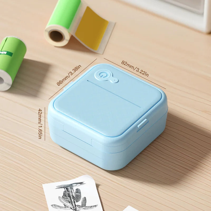 Medidas de la mini impresora térmica portátil: 86 x 82 x 42 mm